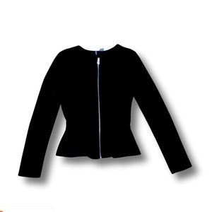 Black peplum flare zip up sweater